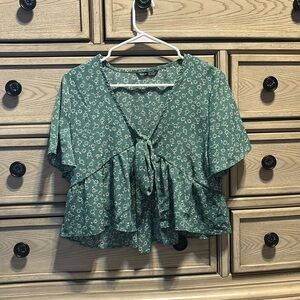 - shein cropped front tie blouse